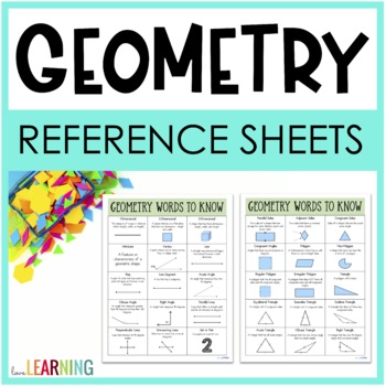 Preview of Geometry Vocabulary Math Reference Sheets - Geometry Cheat Sheets
