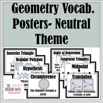Preview of Geometry Vocabulary Posters/Anchor Charts (Neutral, Boho, Calm Theme) 3 Versions