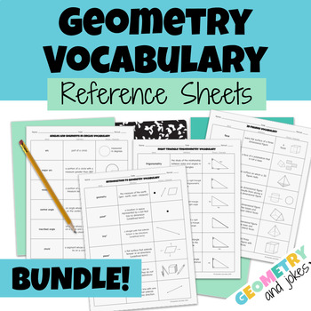 Preview of Geometry Vocabulary Reference Sheets Graphic Organizer BUNDLE