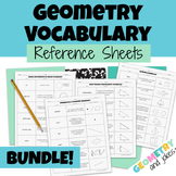 Geometry Vocabulary Reference Sheets Graphic Organizer BUNDLE