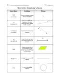 Geometry- Vocabulary Sheet