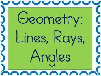 Preview of Geometry Vocabulary Sheet and Worksheets for Lines, Rays, & Angles