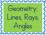 Geometry Vocabulary Sheet and Worksheets for Lines, Rays, 