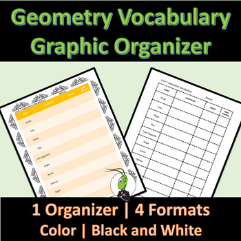 Preview of Geometry Vocabulary Notes | Points Lines Planes Angles Graphic Organizer
