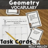 Geometry Vocabulary Task Cards Summer Back to School Math 