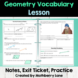 Geometry Vocabulary Terms and Notation Introduction Lesson Plan