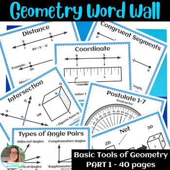 Preview of Geometry Vocabulary Word Wall Posters - Basic Tools of Geometry Terms part 1