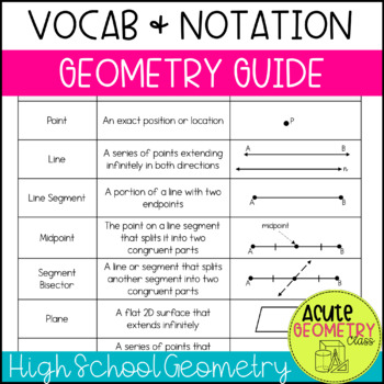 Preview of Geometry Vocabulary and Notation Worksheet