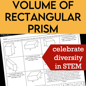 Preview of Geometry - Volume of Rectangular Prism - Black History Biography Math Worksheet