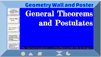 Preview of Geometry Wall and Poster : Theorems and Postulates
