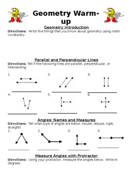 Preview of Geometry Warm Ups/Assessments