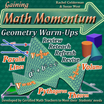 Preview of Geometry Warm-Ups Bell Ringers Set 2 - Mixed Review - Middle School/High School