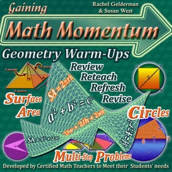 Preview of Geometry Warm-Ups Bell Ringers Set 3 - Mixed Review - High School - Applications