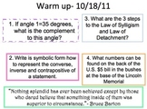 Geometry Warm up from the 1st 9 Weeks of School