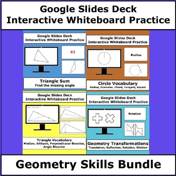 Preview of Geometry Whiteboard Practice Google Slides Bundle