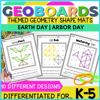 Preview of Geoboards | Earth Day & Arbor Day Themed | Practice Geometry & Fine Motor Skills