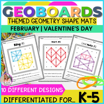 Preview of February Geoboards | Valentine's Day | Practice Geometry & Fine Motor Skills