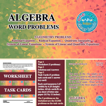 Preview of Geometry Word Problem Worksheet and Task Cards