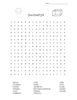 Preview of Geometry Word Search--FREEBIE!  Math Vocabulary Activity
