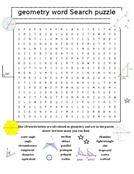 Preview of Geometry Word Search Puzzle