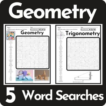 Preview of Geometry Word Search Puzzle BUNDLE