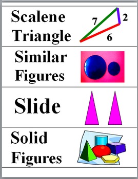 Preview of Geometry Word Wall Geometry Vocabulary