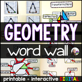 Geometry Word Wall | Geometry Vocabulary