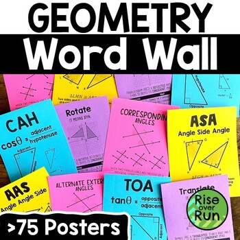 Preview of Geometry Vocabulary Posters Bundle for a Word Wall