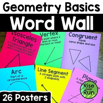 Preview of Geometry Word Wall Vocabulary Posters with Basic Terms & Images