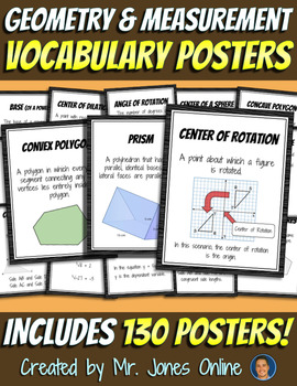 Preview of Geometry Word Wall Vocabulary Posters: the Ultimate Set with 130 Terms!