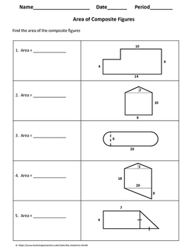Geometry Worksheet: Area of Composite Figures by My Geometry World