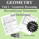 Geometry Worksheet - Biconditional Statements and Definitions