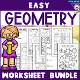 Geometry Worksheet Bundle - Kindergarten and Grade One, 2D