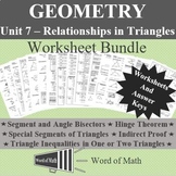 Geometry Worksheet Bundle - Relationships in Triangles
