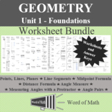 Geometry Worksheet Bundle with Review and Assessments - Un