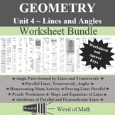 Geometry Worksheet Bundle & Assessment - Unit 4 Transversa