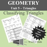 Geometry Worksheet - Classifying Triangles