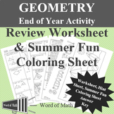 Geometry Worksheet & Coloring Activity - End of Year Summe