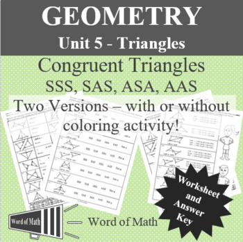 Preview of Geometry Worksheet - Congruent Triangles Practice Worksheet