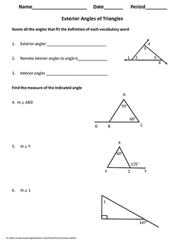 homework 4 exterior angles of triangles