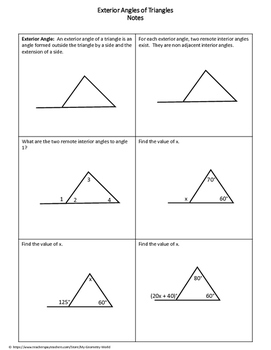 homework 4 exterior angles of triangles