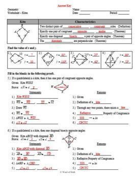Geometry Worksheet Kites by Word of Math TPT