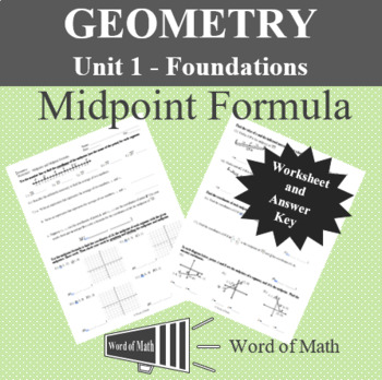 Preview of Geometry Worksheet - Midpoints and Midpoint Formula