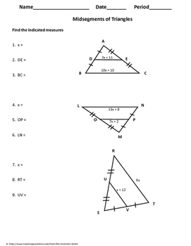 Pictures Midsegments Of Triangles Worksheet  Leafsea