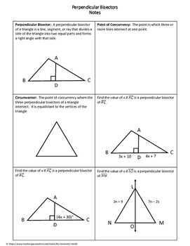 Geometry Worksheet: Perpendicular Bisectors by My Geometry World