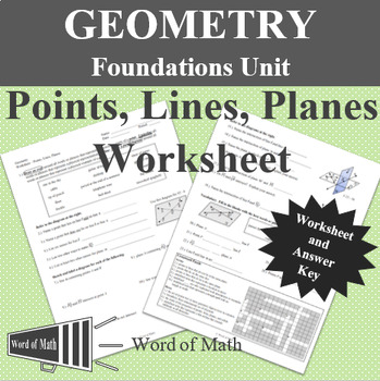 Preview of Geometry Worksheet - Points, Lines, Planes