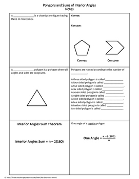 Geometry Worksheet Polygons And Interior Angle Sums