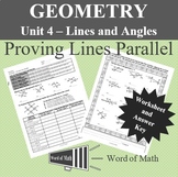 Geometry Worksheet - Proving Lines Parallel