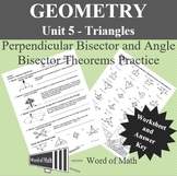 Geometry Worksheet - Perpendicular Bisector and Angle Bise