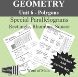 Geometry Worksheet - Special Parallelograms (Rectangle, Rh